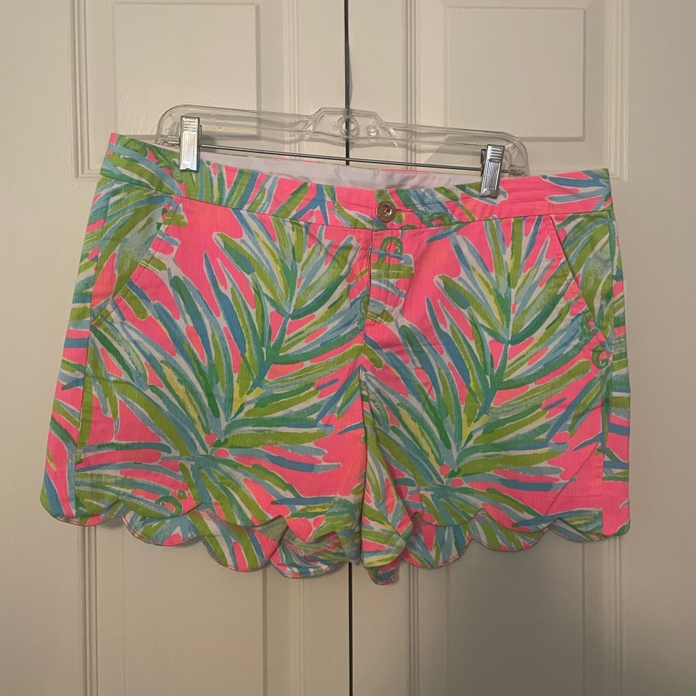 Lilly Pulitzer Pink and Green Leaf Print Shorts